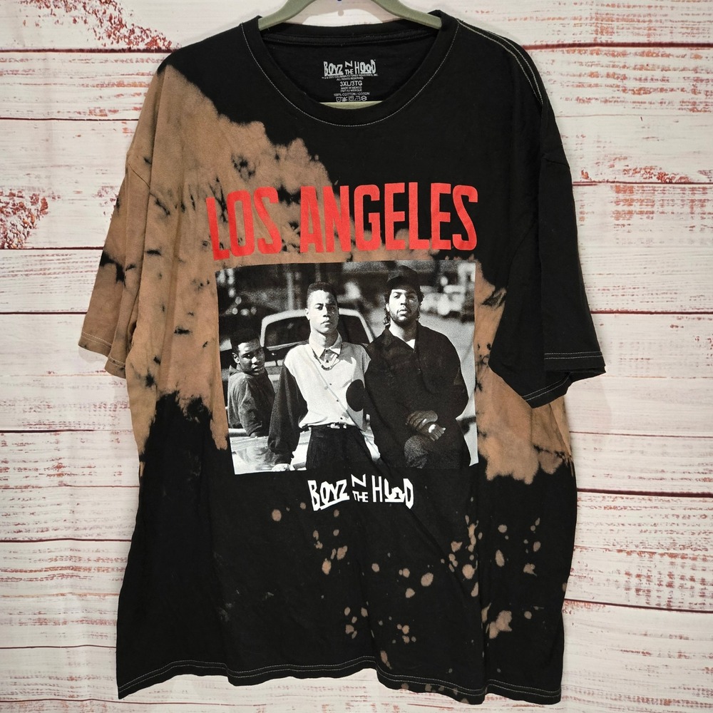 Boyz N The Hood‎ Los Angeles NWOT Bleach Dye Graphic T-Shirt Mens 3XL Black